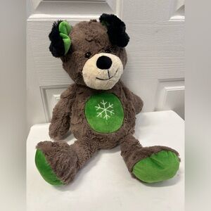 Brown and Green Plush 2015 Christmas Plush Bear Toy 13”